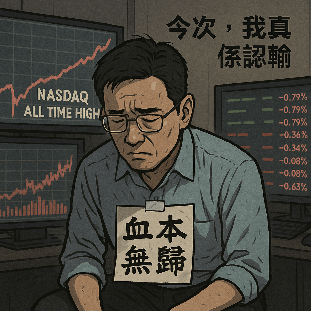 《百萬真倉》Day 45｜9992 $266.8．納指再創新高．我終於承認：血本無歸