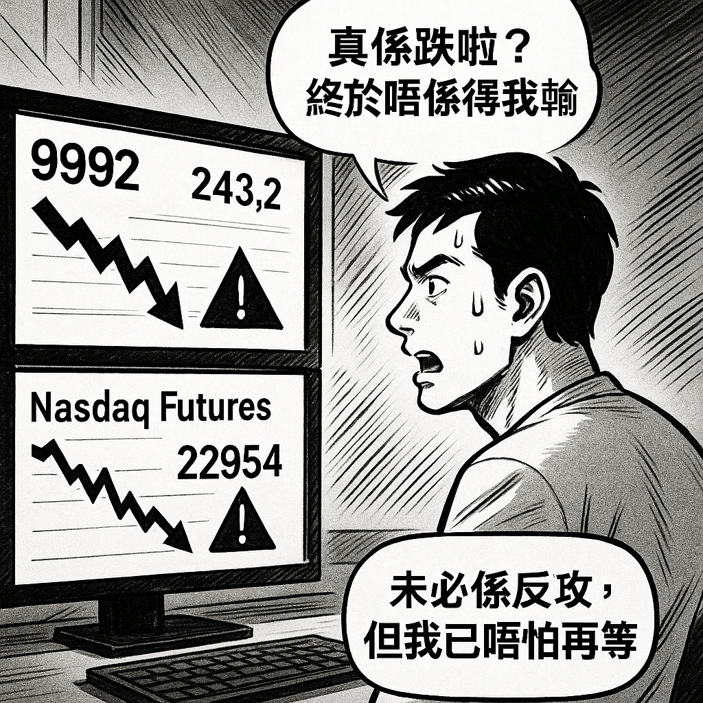 《百萬真倉》Day 54 更新｜泡泡續跌，納指期貨大幅回吐，是否終於等到？